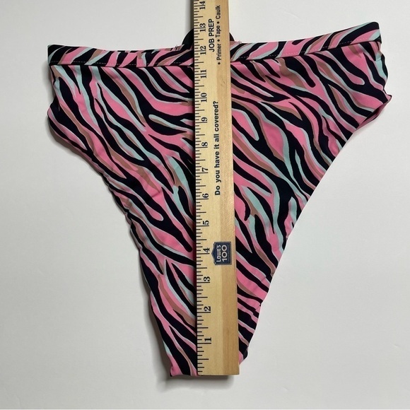 Bikini Lab Wild Child High Waist Bikini Bottoms M Pink Zebra - Picture 12 of 14